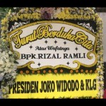 Karangan bunga dari Presiden Joko Widodo di rumah duka Rizal Ramli di Jakarta, Rabu (3/1/2024). ANTARA/Moch Mardiansyah Al Afghani-1704271863