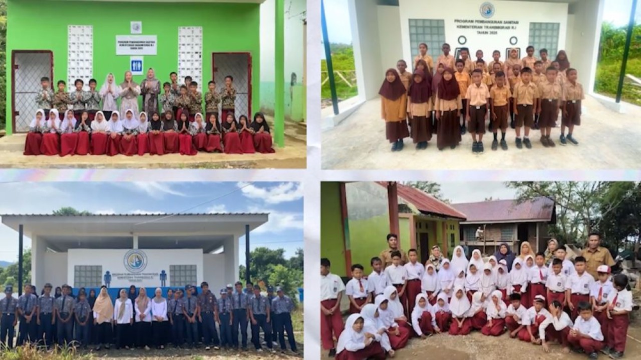 Melalui Kementerian Transmigrasi, program pembangunan toilet dan sarana air bersih (SAB) serta revitalisasi sekolah digulirkan di berbagai daerah terpencil. (Foto: Dok/Istimewa/Bakom RI)