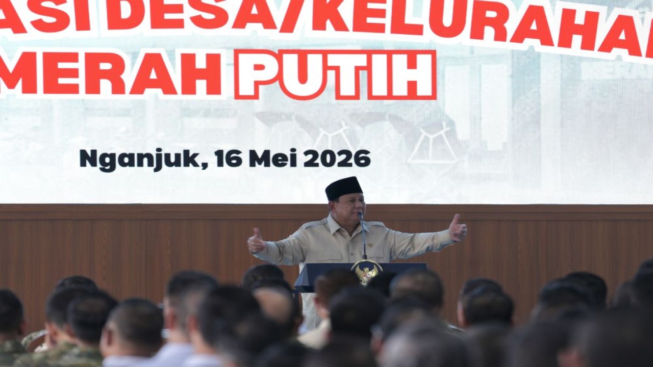 Presiden Prabowo Subianto meresmikan operasionalisasi 1.061 Koperasi Desa/Kelurahan Merah Putih di Kabupaten Nganjuk, Jawa Timur, Sabtu (16/5/2026). (Foto: Dok/Istimewa/Bakom RI)