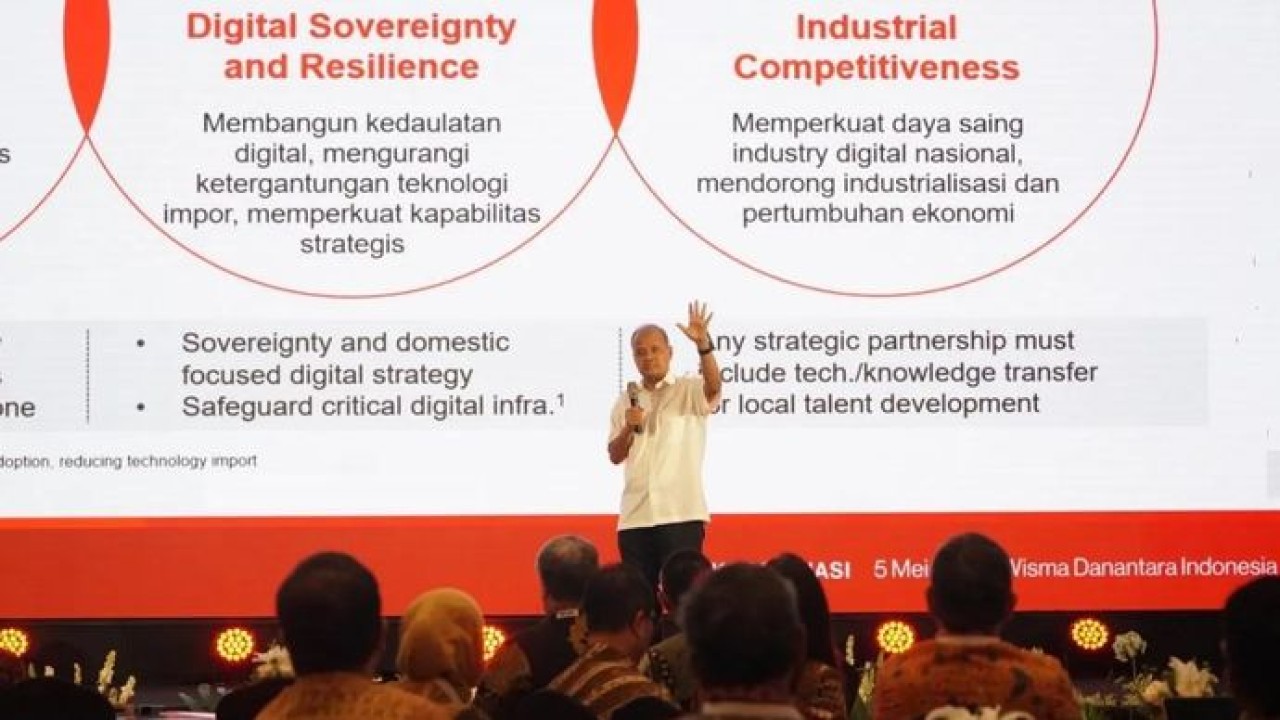 Chief Technology Officer (CTO) Danantara Sigit Puji Santosa memimpin Rapat Koordinasi Transformasi Digital BUMN yang dihadiri sekitar 60 perusahaan holding utama BUMN di Jakarta, Kamis 7 Mei 2026. ANTARA/HO-Danantara/aa. (Antara)