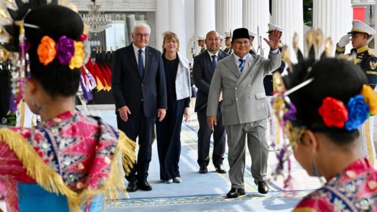 Presiden Republik Indonesia Prabowo Subianto menggelar jamuan santap siang kenegaraan sebagai bagian dari rangkaian kunjungan kenegaraan Presiden Republik Federal Jerman Frank-Walter Steinmeier beserta Ibu Elke Büdenbender di Istana Negara. (Foto: Istimewa)