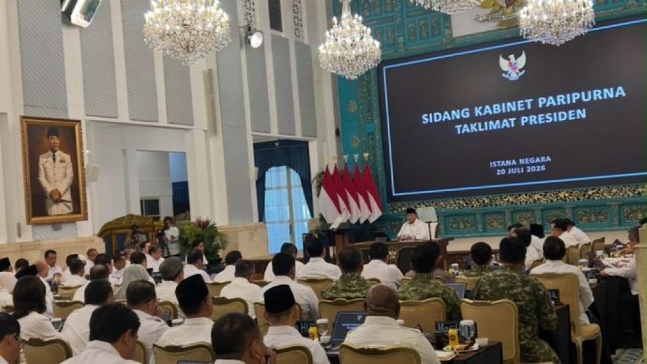 Presiden Prabowo Subianto memimpin Sidang Kabinet Paripurna di Istana Negara, Senin, 20 Juli 2026. (Foto: NTVnews)