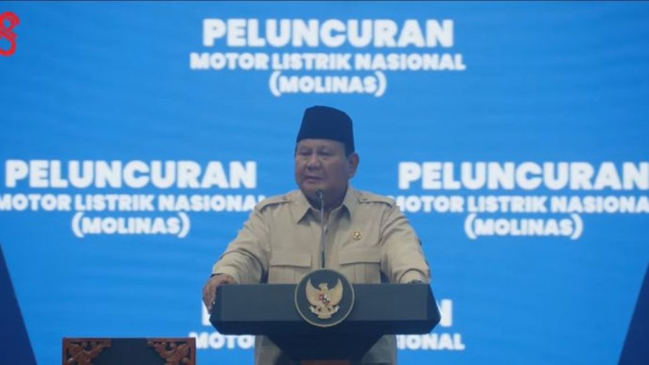 Presien Prabowo Subianto di peluncuran motor listrik nasional. (Foto: Istimewa)