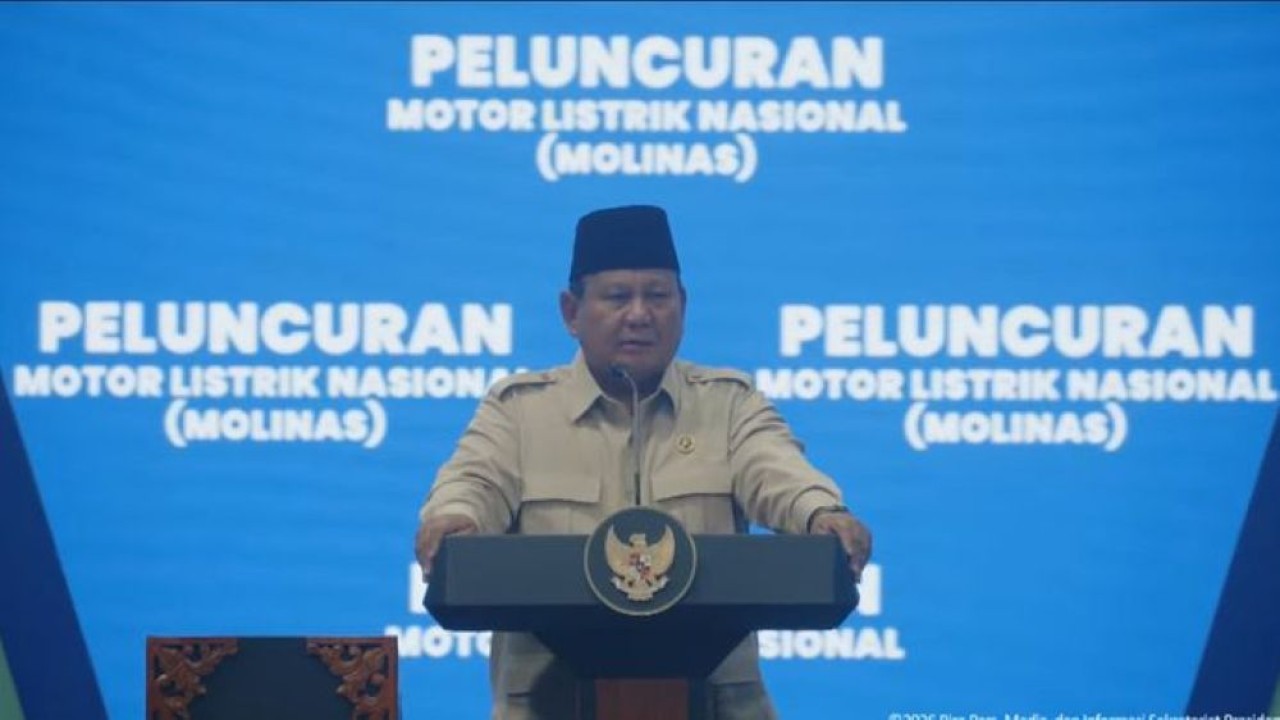 Presien Prabowo Subianto di peluncuran motor listrik nasional. (Foto: Istimewa)