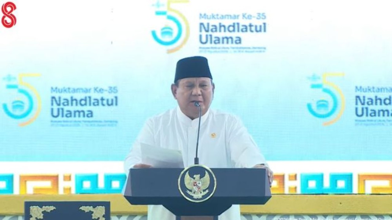 Presiden Prabowo Subianto menghadiri pembukaan Muktamar ke-35 Nahdlatul Ulama (NU) di Jombang, Jawa Timur. (Foto: Istimewa)
