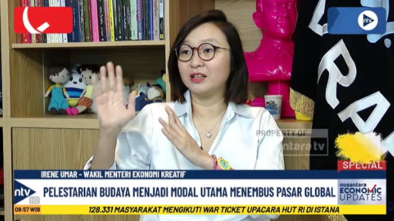 Wakil Menteri Ekonomi Kreatif Irene Umar dalam program Nusantara Economic Updates Special Nusantara TV menyambut HUT ke-81 RI
