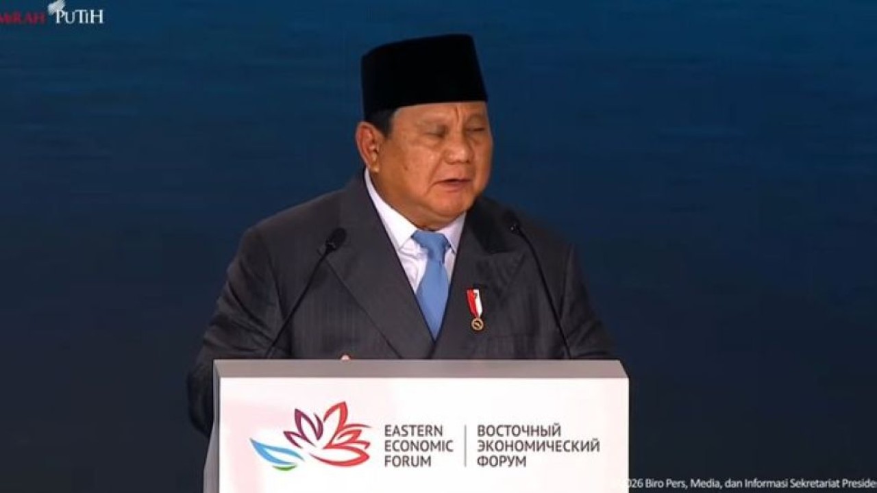 Presiden Prabowo Subianto di Eastern Economic Forum. (Foto: Istimewa)