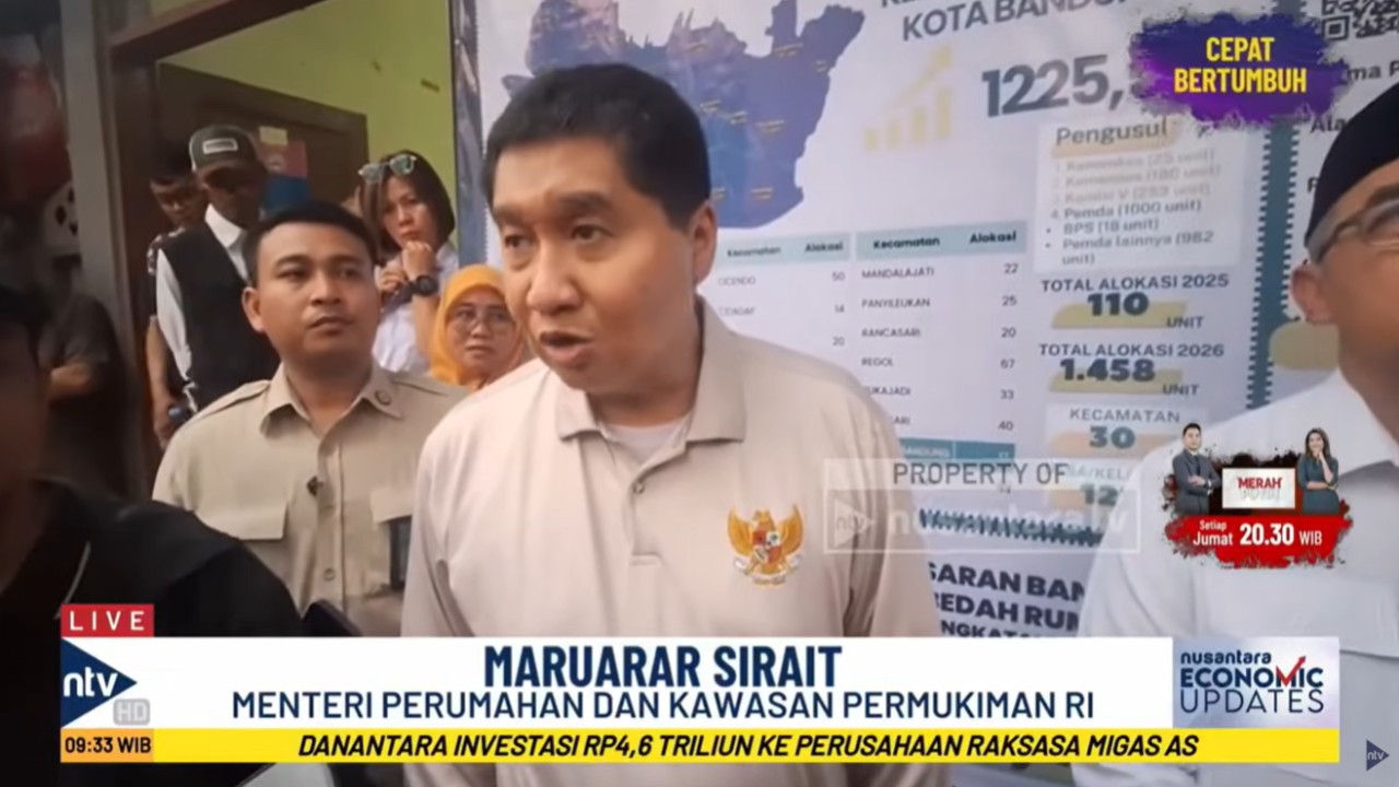 Menteri Perumahan dan Kawasan Permukiman, Maruarar Sirait mengatakan bahwa pemerintah telah menyelesaikan pembangunan 1.000 hunian bagi warga terdampak bencana alam di Sumatera.