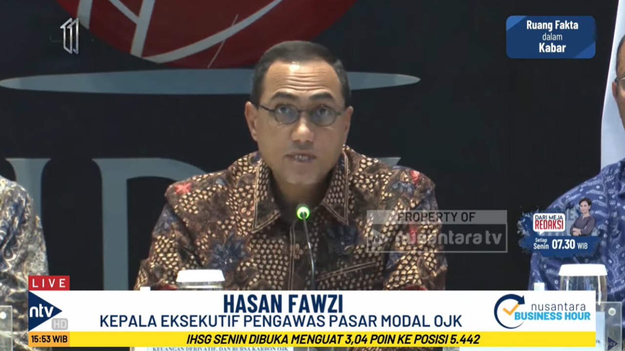 Kepala Eksekutif Pengawas Pasar Modal, keuangan Derivatif, dan Bursa Karbon merangkap Anggota Dewan Komisioner Otoritas Jasa Keuangan (OJK) Hasan Fawzi