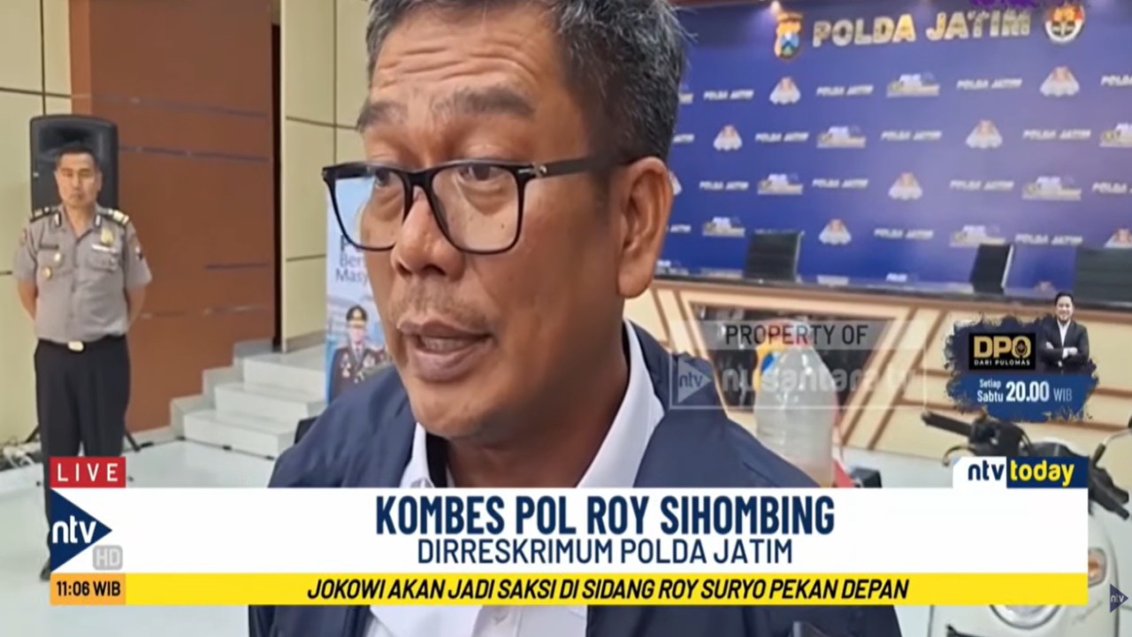 Direktur Ditreskrimum Polda Jatim Kombes Pol Roy H M Sihombing