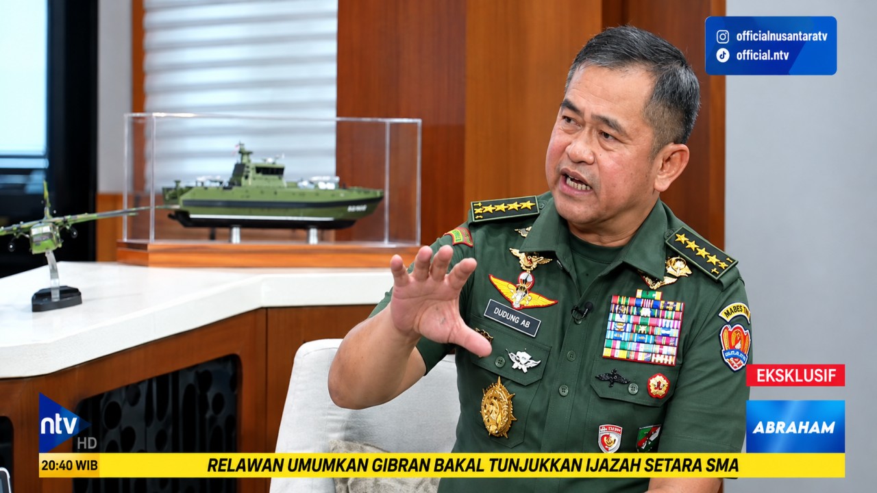 Kepala Staf Angkatan Darat (Kasad), Jenderal TNI Maruli Simanjuntak dalam wawancara khusus bersama program Abraham di Nusantara TV